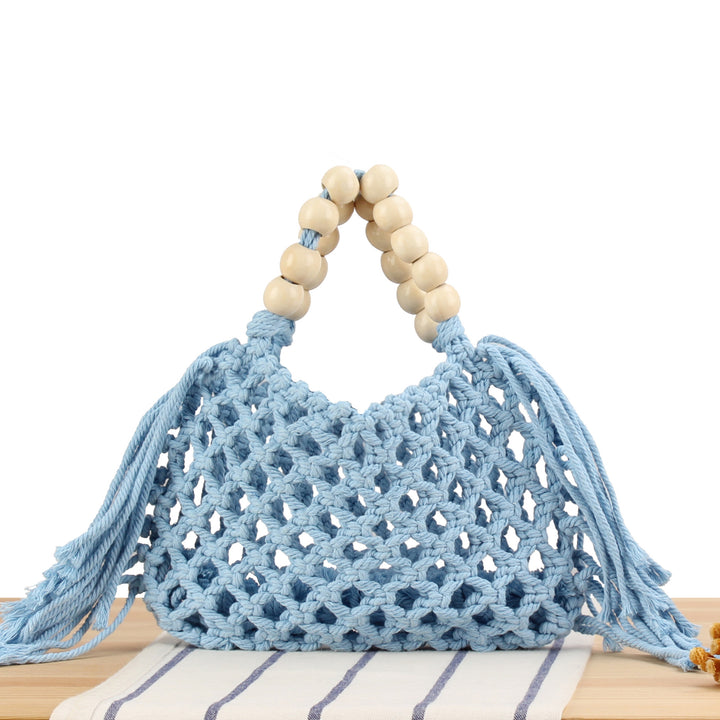 Handmade Macrame Bag with Wooden Handles Kalsten