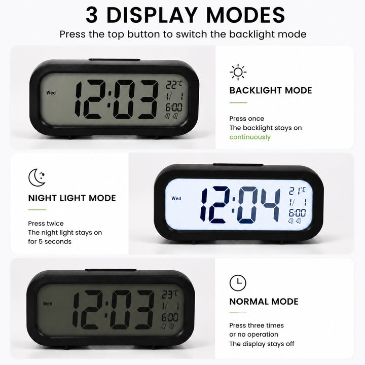Digital alarm clock with temperature sensor and large LED display Kalsten