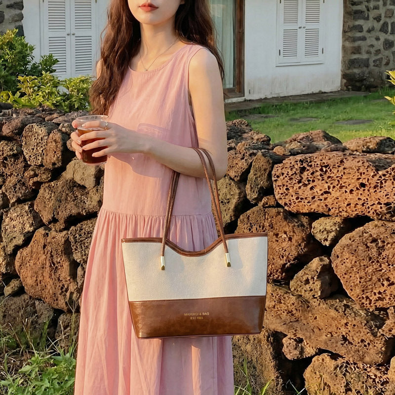 WoStylish Suede and Leather Shoulder Tote Bag Kalsten