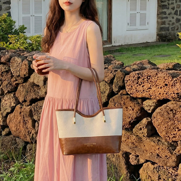 WoStylish Suede and Leather Shoulder Tote Bag Kalsten