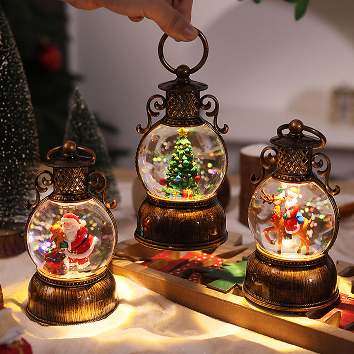 Nostalgic Christmas lantern with movable snowman scene Kalsten