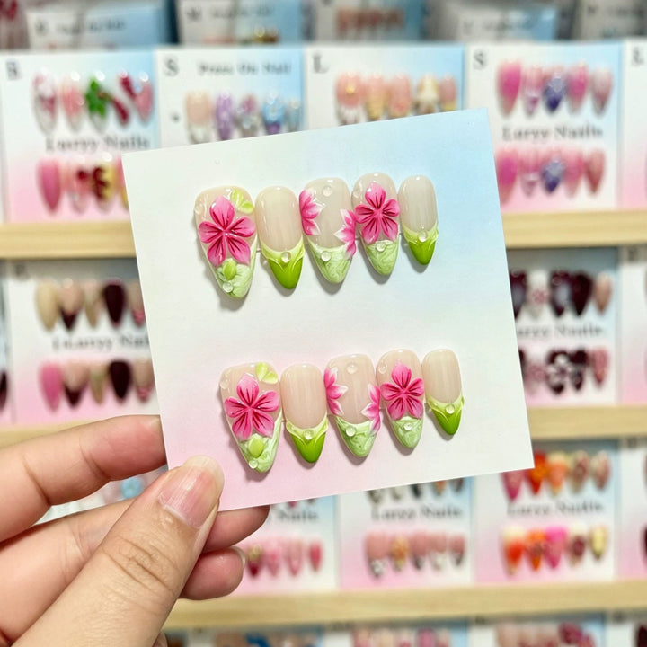 3D Floral Design Press-On Nail Art Set