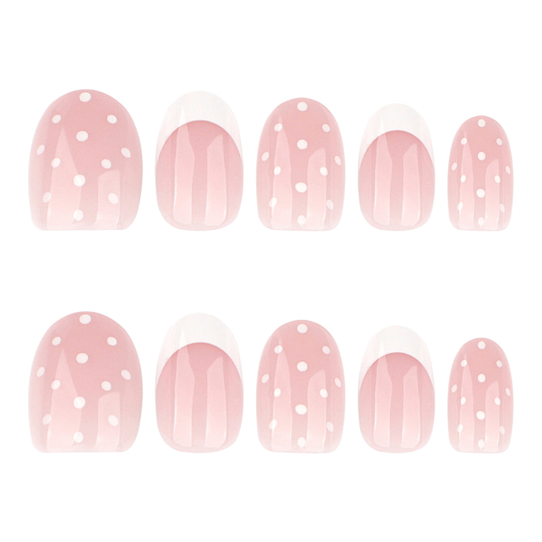 Elegant artificial nails with modern dots and fresh design Kalsten