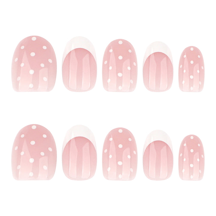 Elegant artificial nails with modern dots and fresh design Kalsten