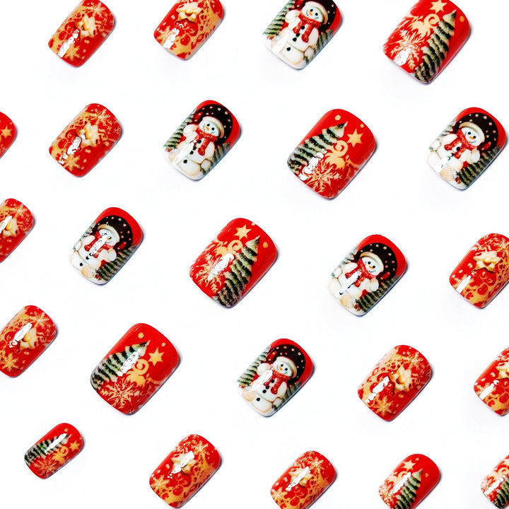 Festive artificial nails with creative snowman design Kalsten
