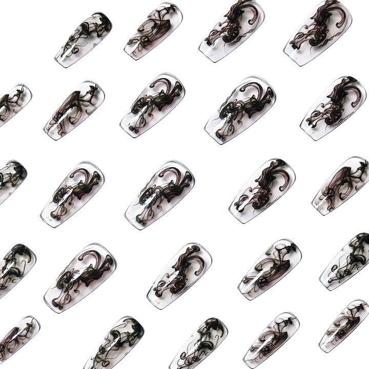 Artificial nails with modern transparent marble effect Kalsten
