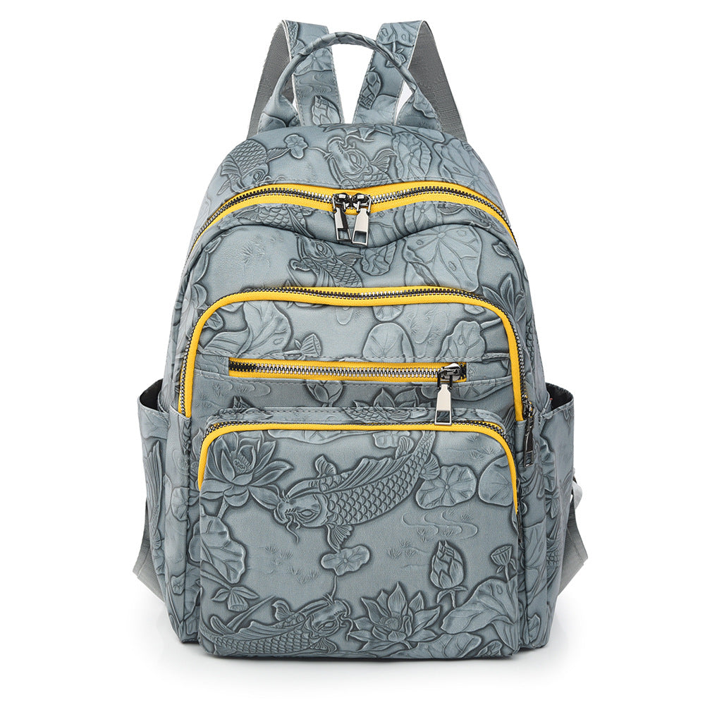 Embossed Floral Pattern Backpack