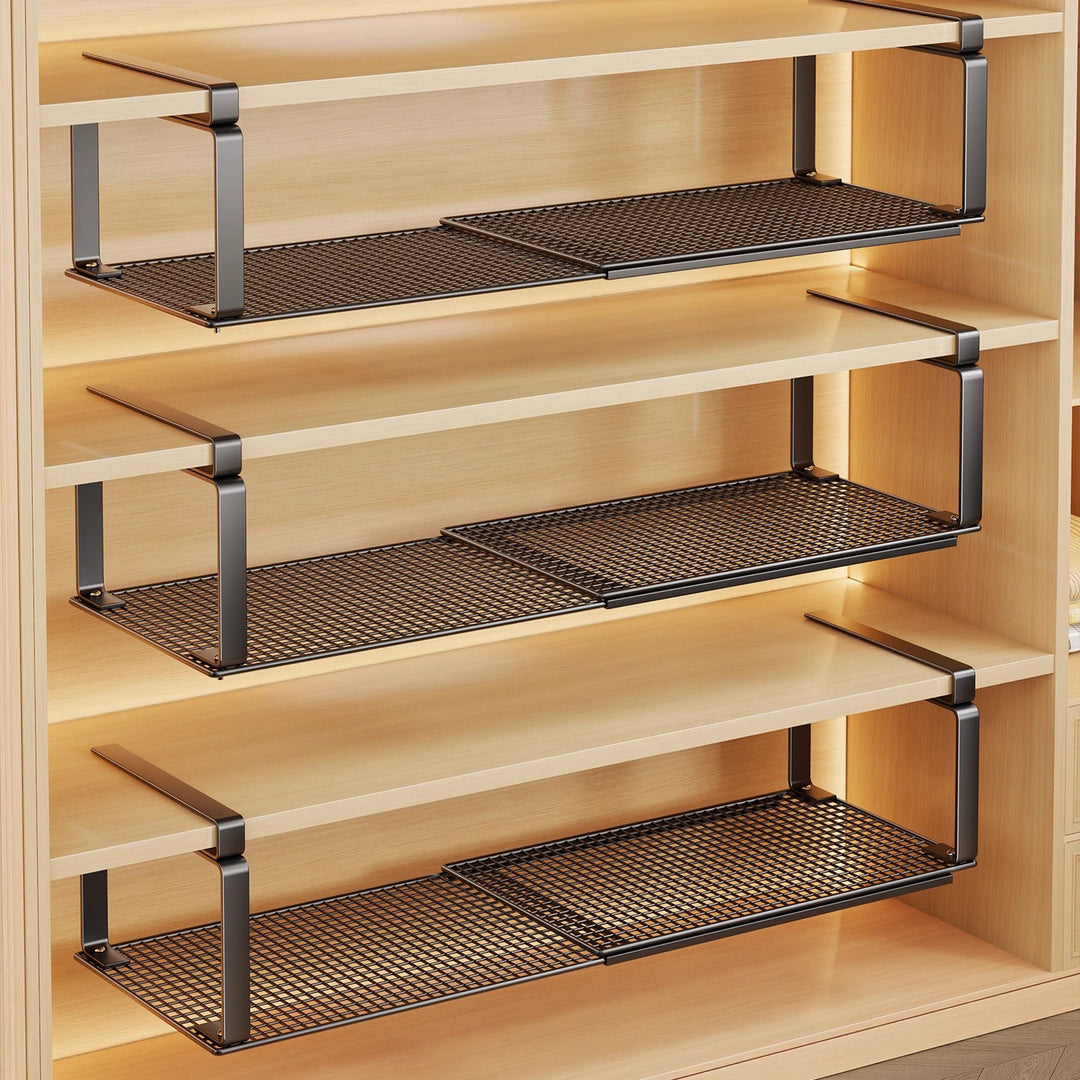 Adjustable Sliding Under-Shelf Mesh Shoe Organizer