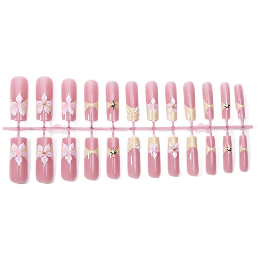 Artificial nail set with delicate flower and glitter elements Kalsten