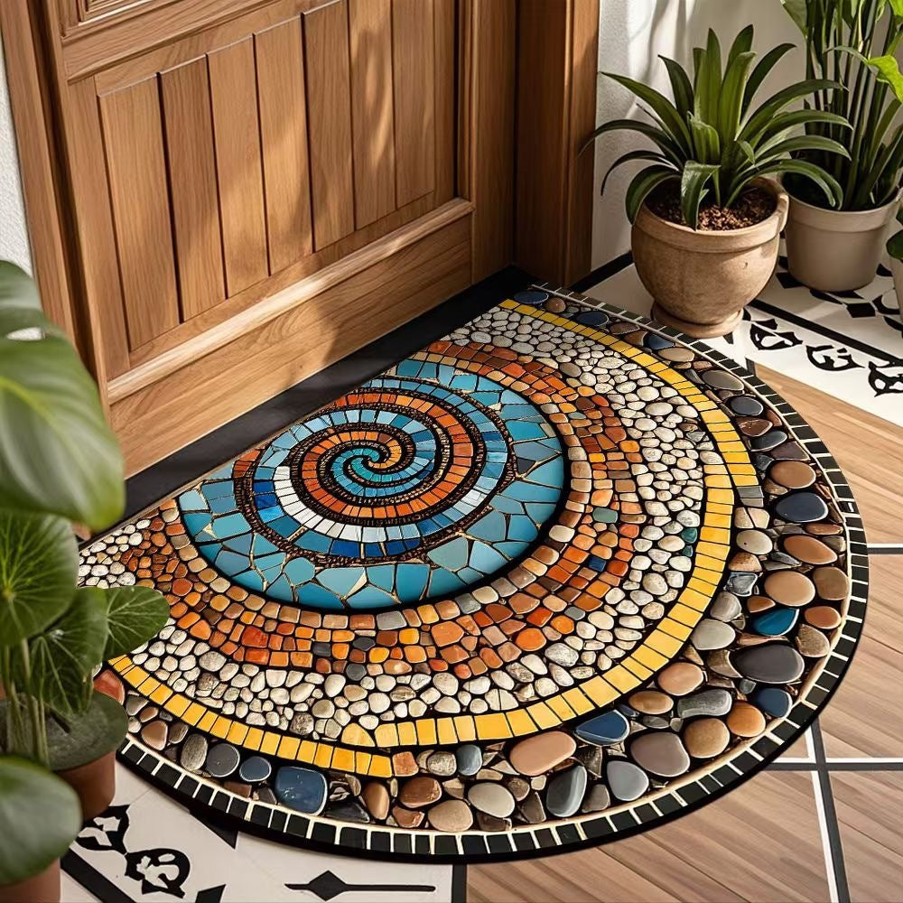 Decorative Spiral Pattern Door Mat for Home
