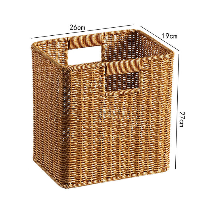 Handwoven Rectangular Storage Basket with Cutout Handles Kalsten