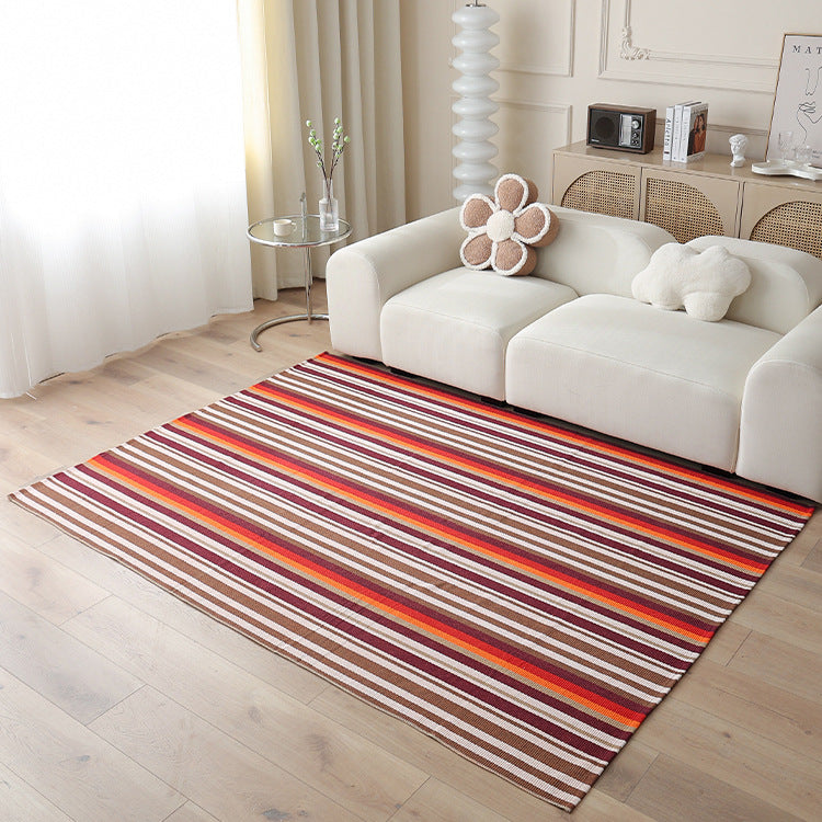 Woven living area rug with large check pattern and flat cotton texture Kalsten