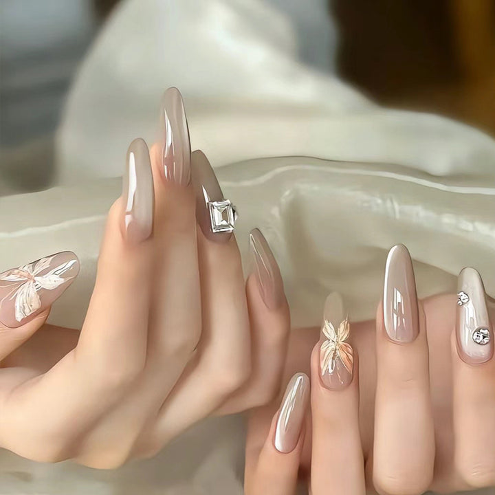 Elegant Press-On Nail Set with Glossy Finish Kalsten