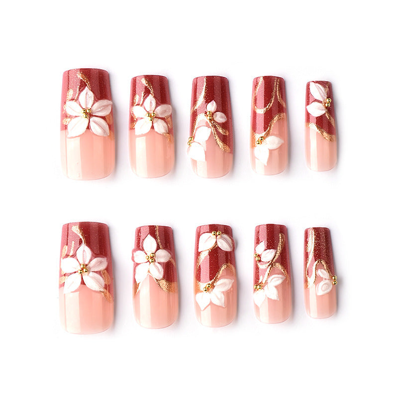 Artistic Floral 3D Press-On Nail Art Kalsten