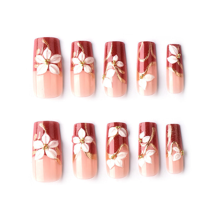 Artistic Floral 3D Press-On Nail Art Kalsten