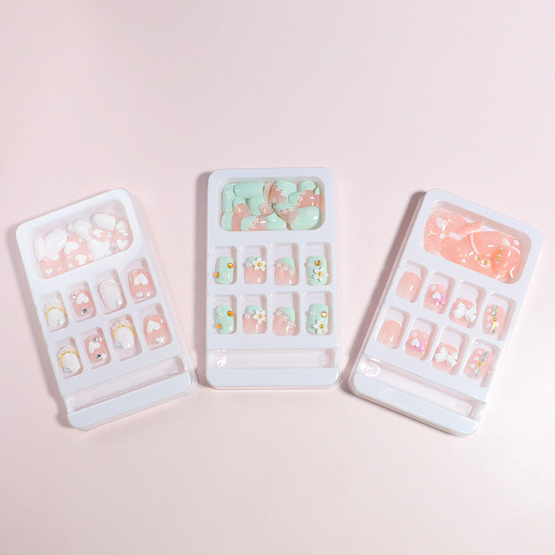 Decorative Press-On Nail Art Set with Bow Accents Kalsten