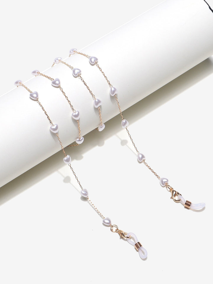 Elegant Heart-Shaped Pearl Chain Eyewear Holder Kalsten