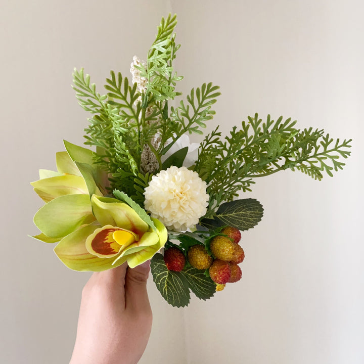 Lifelike Floral Bouquet with Mixed Greenery