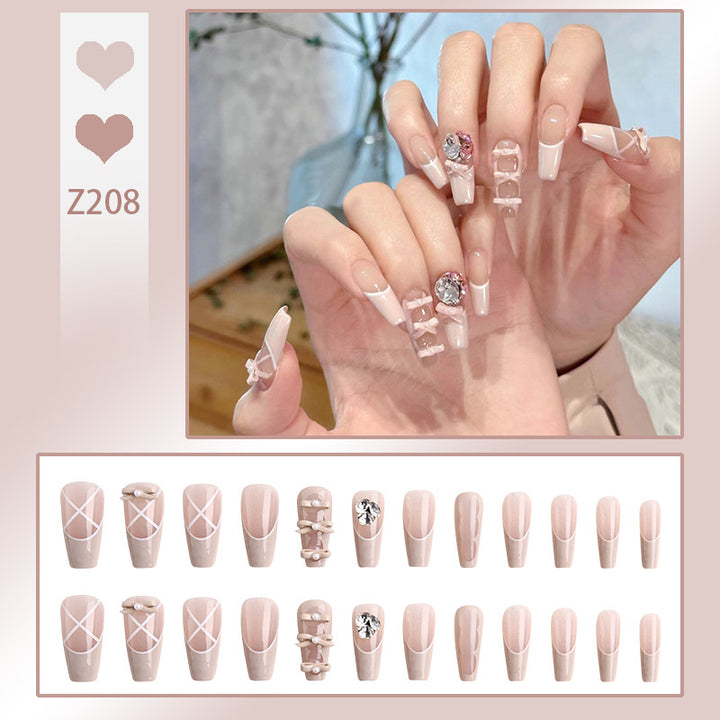Elegant Rhinestone-Embellished Press-On Nails