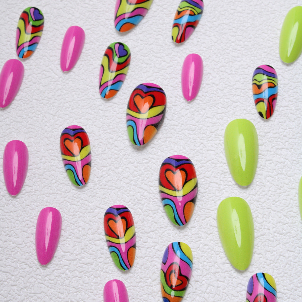 Artistic Heart-Patterned Press-On Nails Kalsten