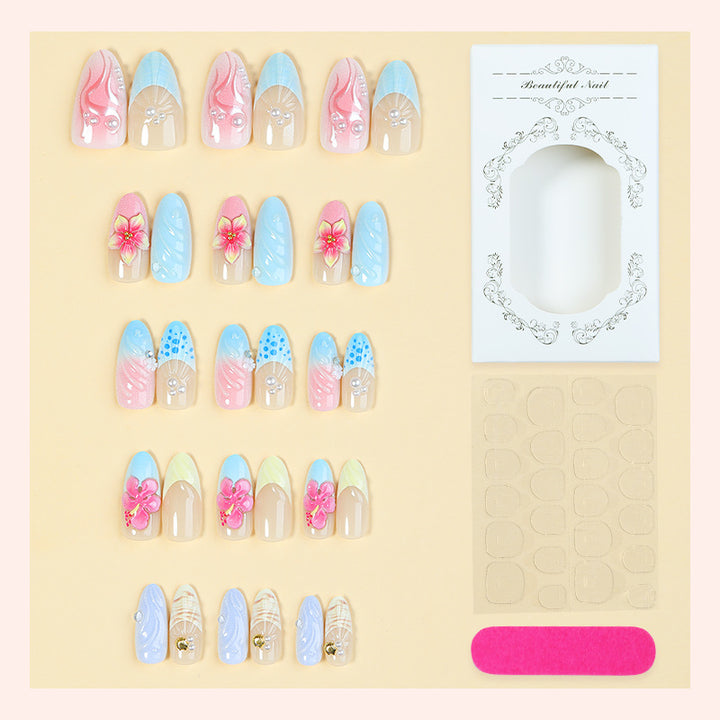 Decorative Press-On Nail Art Set with Premium Floral Designs kalsten