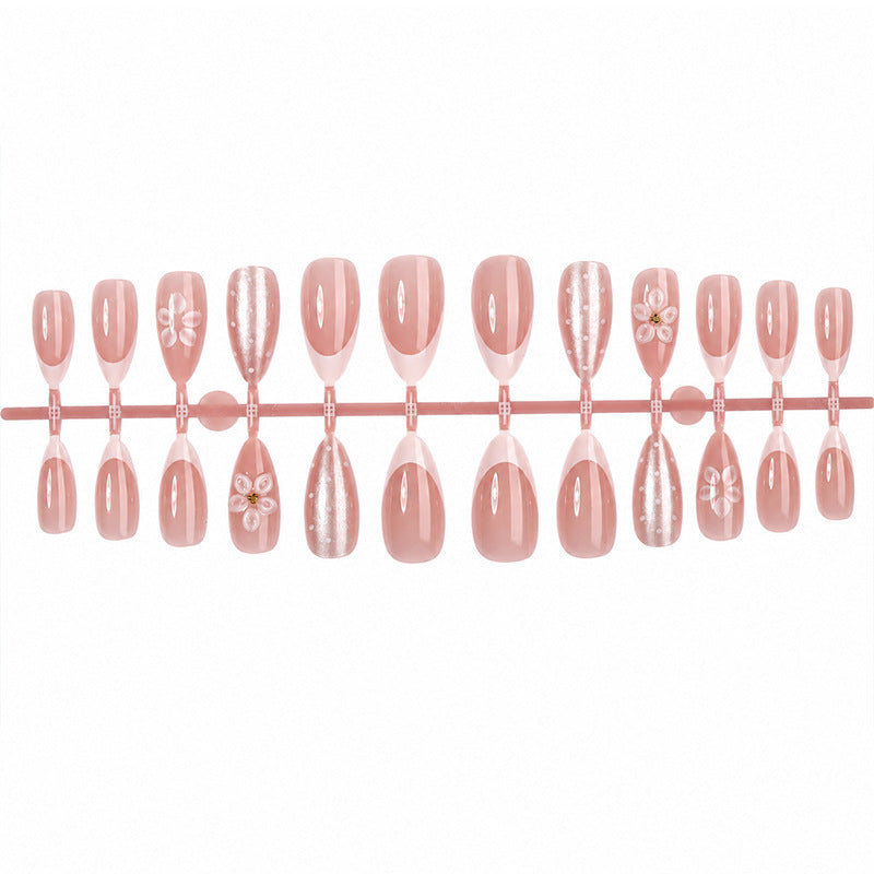 Artificial nail set with elegant flower and glitter designs Kalsten