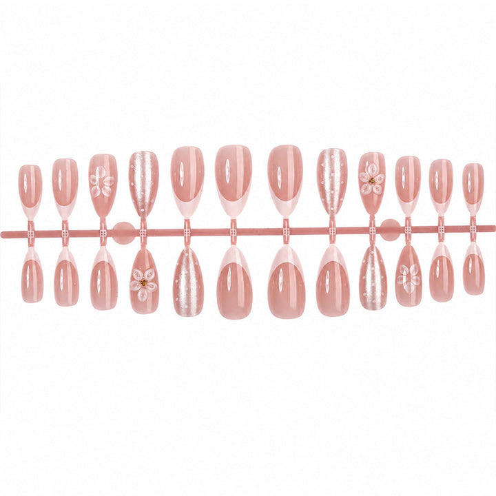 Artificial nail set with elegant flower and glitter designs Kalsten