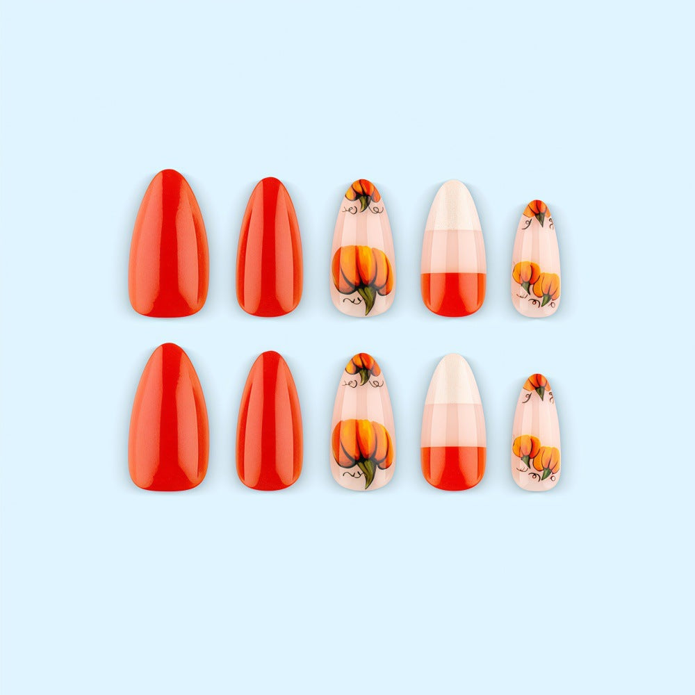 Artificial nails with autumn pumpkin design Kalsten