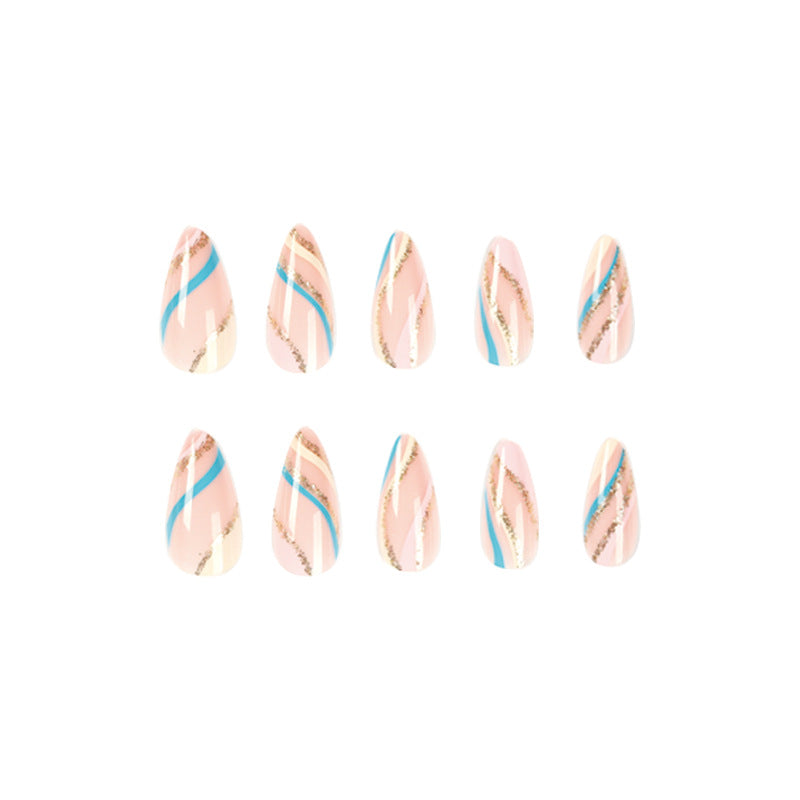 Artistic nail art with metallic accents and abstract designs Kalsten