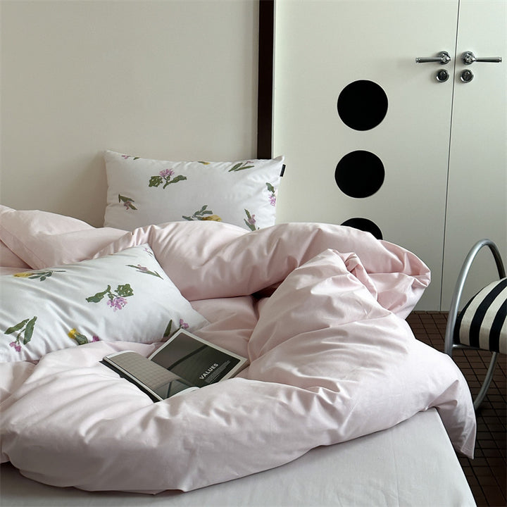 Luxurious cotton bed linen set with pixel rabbit pattern