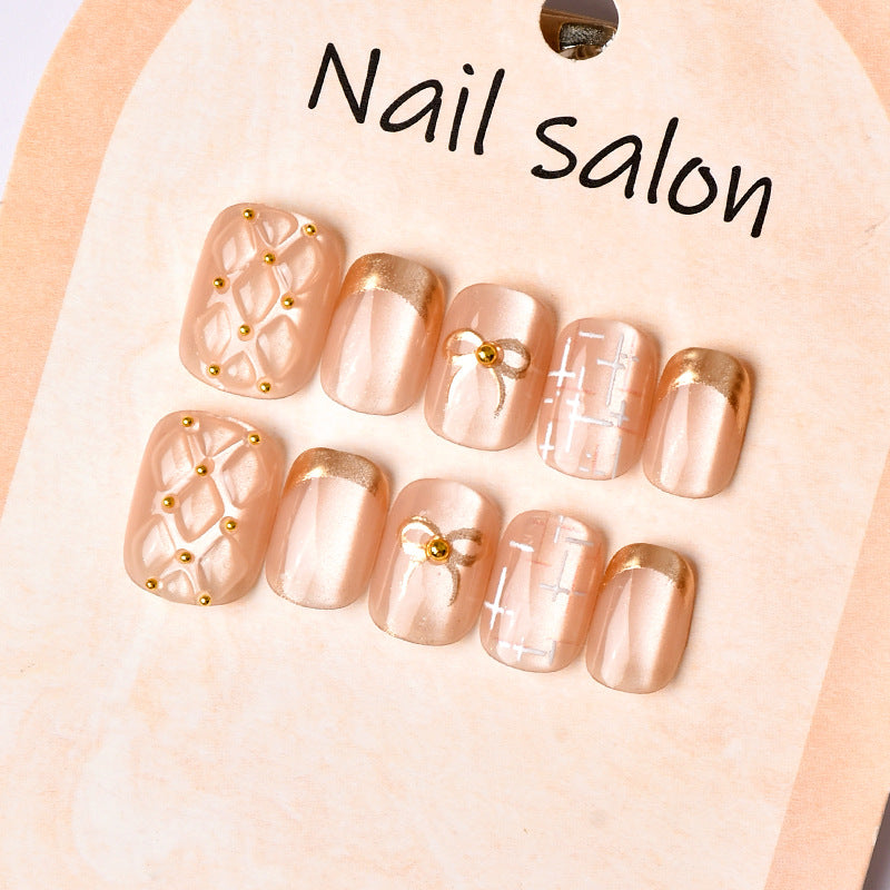 Decorative Gold-Accent Press-On Nail Art Set Kalsten