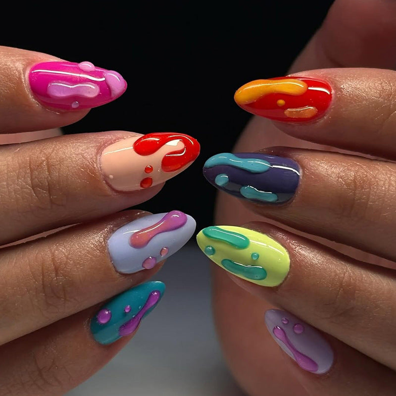 Artistic Drip-Inspired Press-On Nail Art Kalsten