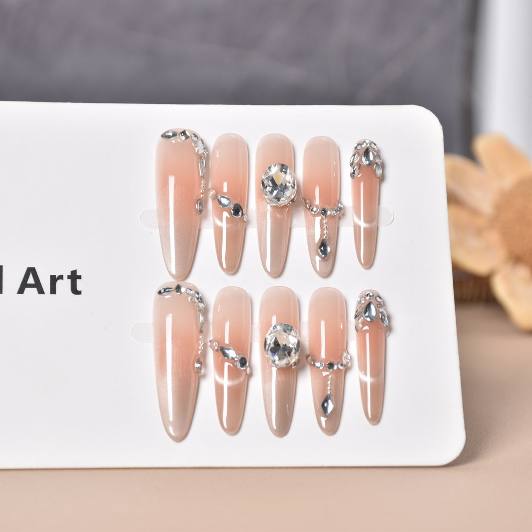 Decorative Press-On Nails with Gem Accents Kalsten