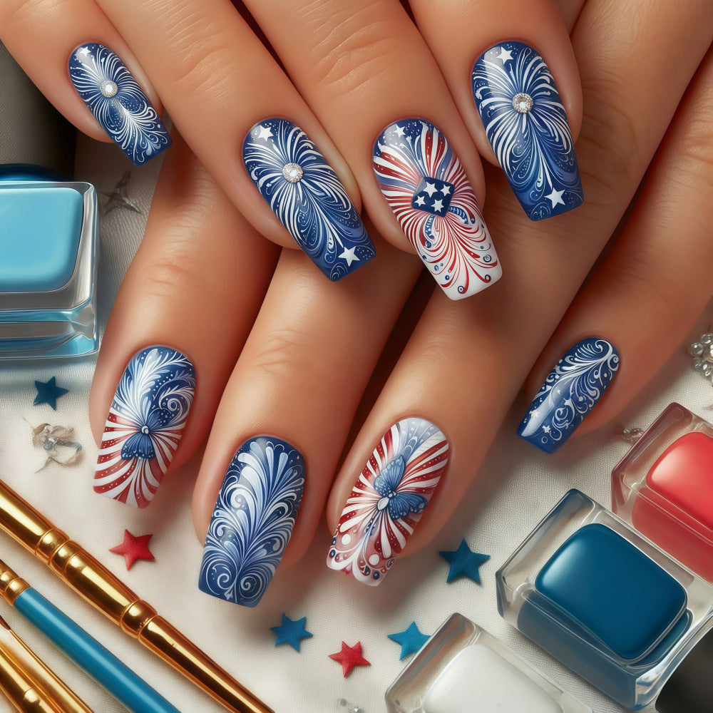 Patriotic design artificial nails Kalsten