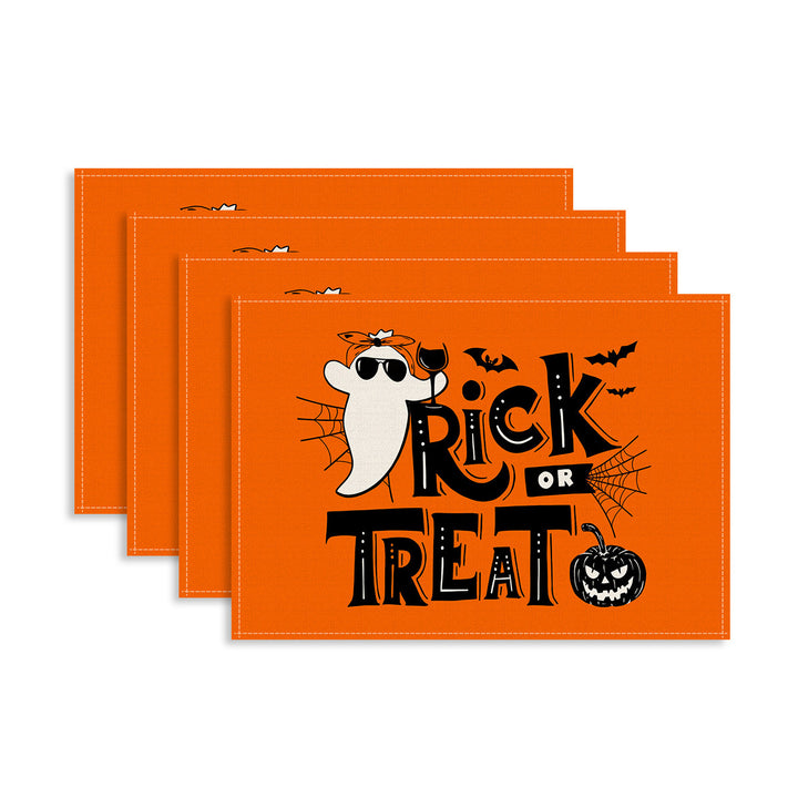 Multi-piece Halloween table set made of wipeable vinyl non-slip placemats