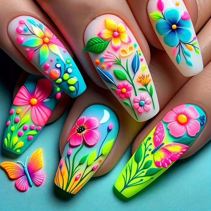 3D Floral Design Nail Art Kalsten
