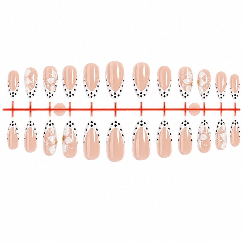 Artificial nail set with elegant flower and dot designs Kalsten