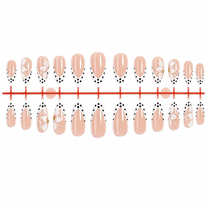 Artificial nail set with elegant flower and dot designs Kalsten