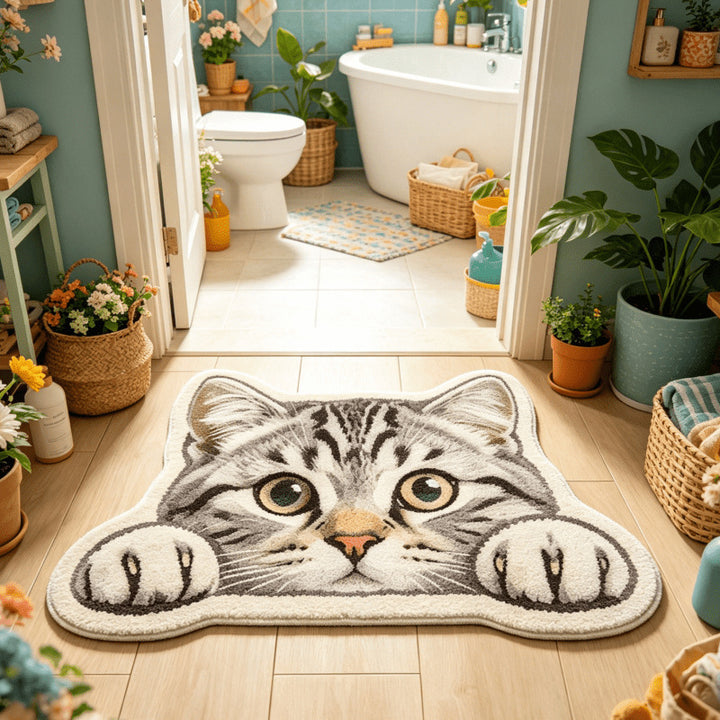 Plush Cat-Shaped Bath Mat