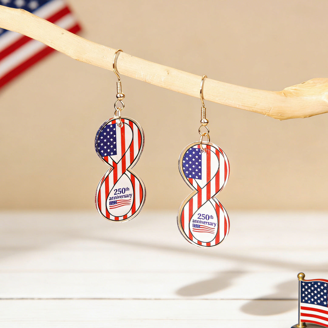 Women's eye-catching statement earrings made of acrylic with patriotic bow pendant Kalsten