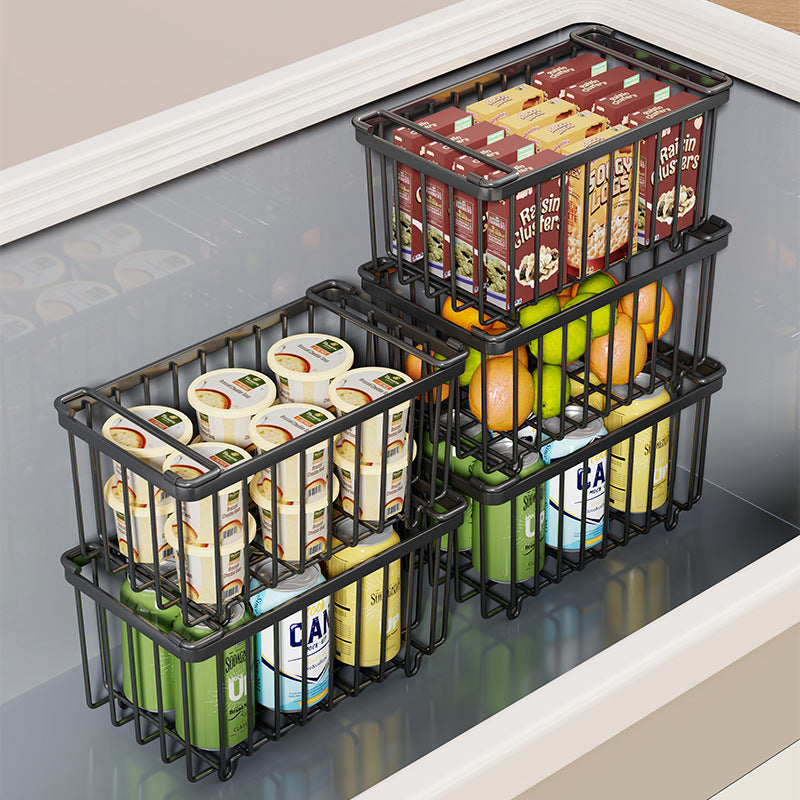 Wire Refrigerator Can Organizer Basket with Slide Handles