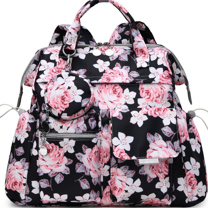 Multi-Pocket Floral Design Backpack Kalsten