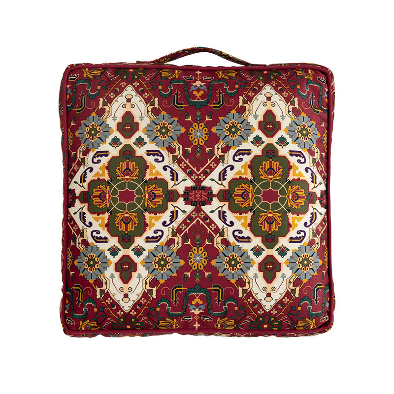 Square decorative cushion cover with oriental medallion pattern and contrasting piping Kalsten