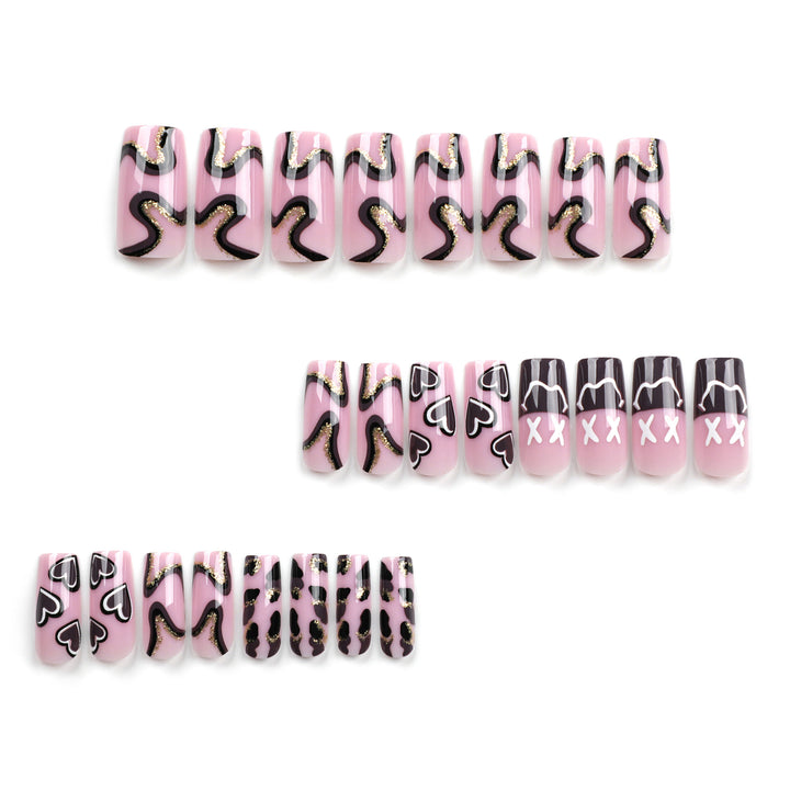 Artful nail extensions in elegant design with gold accents Kalsten