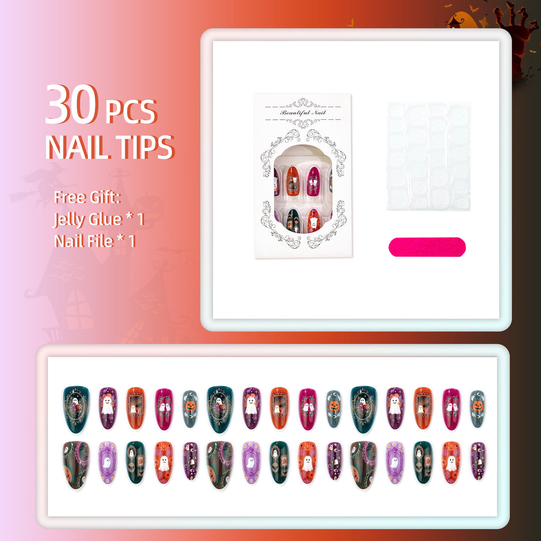 Halloween-Themed Press-On Nail Art
