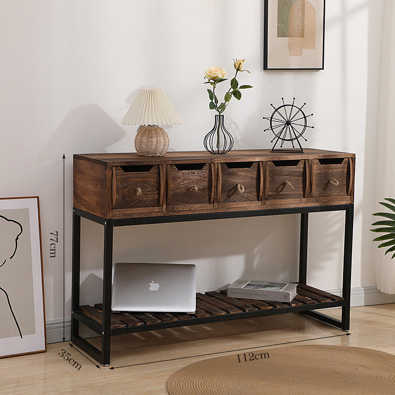 Rustic Wooden Console Table with Storage Kalsten