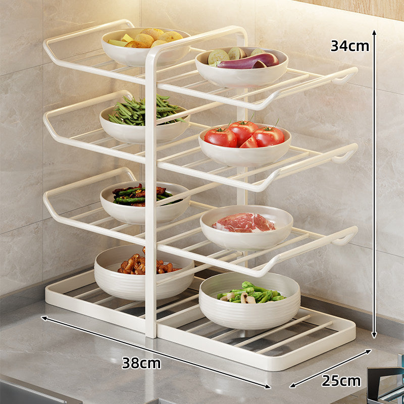 Multi-Tier Vertical Countertop Bowl and Plate Drying Rack with Slanted Wire Shelves