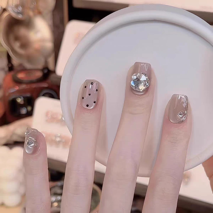 Decorative Long Stiletto Press-On Nails with Heart and Floral Accents Kalsten