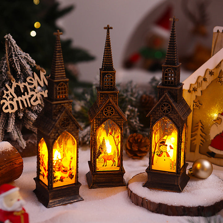 Nostalgic Christmas lantern with movable Santa motif Kalsten