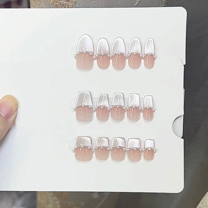 Elegant Press-On Nail Set with Pearl Accents Kalsten